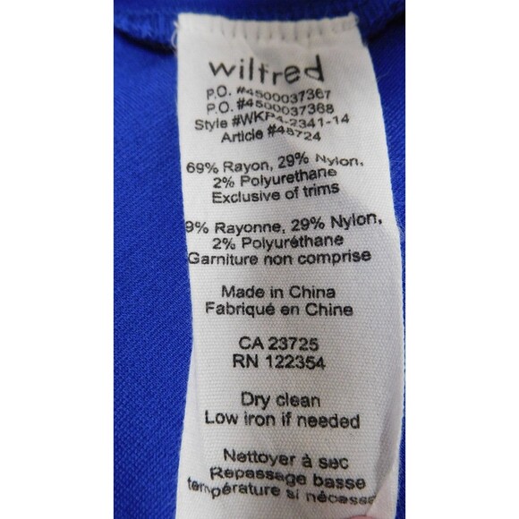 Women's WILFRED Royal Blue Cap Sleeve V-Neck Rayon Blend Top XXS - Picture 6 of 6